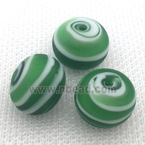 green Lampwork Glass rondelle beads, matte