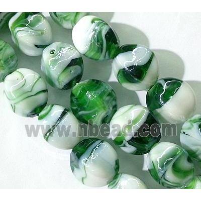 plated Lampwork glass bead, green
