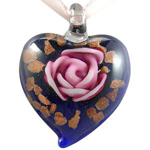 MixColors Lampwork Glass heart Pendants within Goldsand and Rose