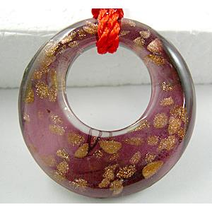Lampwork Glass GoGo Pendant with goldsand, purple