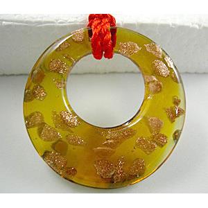 Lampwork Glass GoGo Pendant with goldsand, mixed color