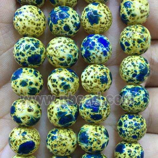 round Lampwork Beads with blue snakeskin