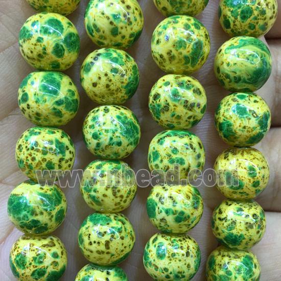 round Lampwork Beads with green snakeskin