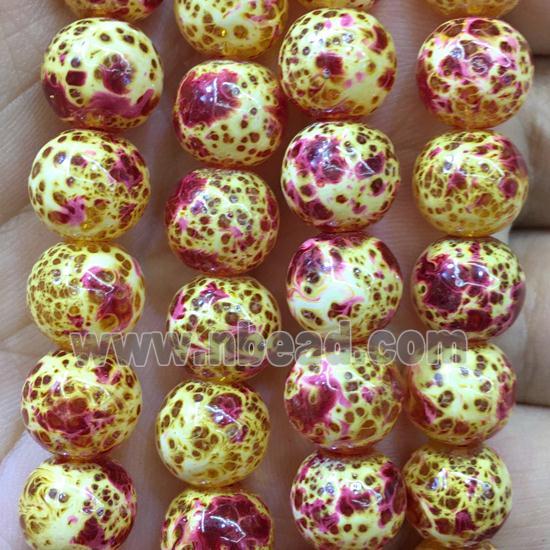 round Lampwork Beads with red snakeskin
