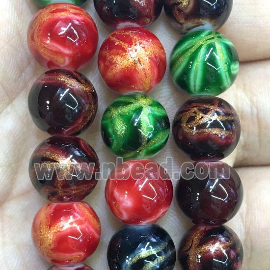 round Lampwork Glass Beads with goldsand, mix color