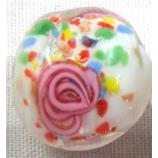 lampwork glass beads, flower, round, mixed color