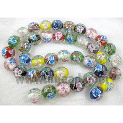 glass lampwork beads with goldsand, round, mixed color