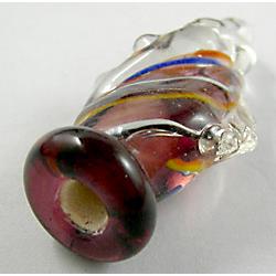 Lampwork Glass pendant with silver foil and flower