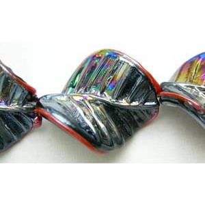 Handmade Twist leaf  Lampwork Beads With Plated Color