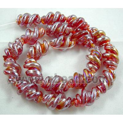 Red Handmade Plated with Color Twist Lampwork Beads
