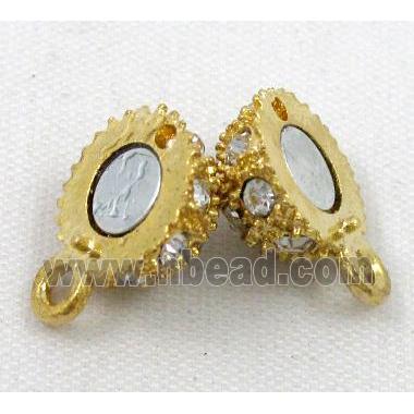 Magnetic alloy clasp paved rhinestone