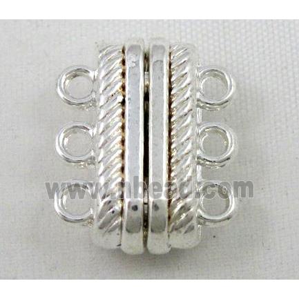 Magnetic alloy connector clasp, silver plated