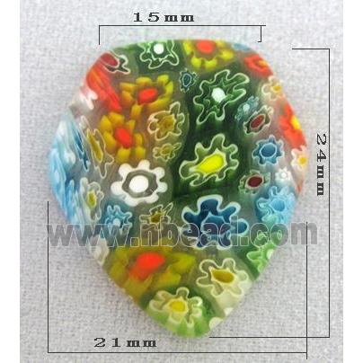 Cabochon, Millefiori glass bead, multi-flower, flat-back