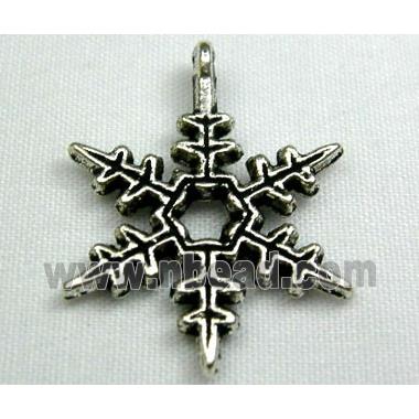 Tibetan Style Zinc Snowflake Antique Silver