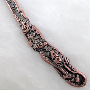 Antique Red Bookmark, Tibetan Silver Non-Nickel