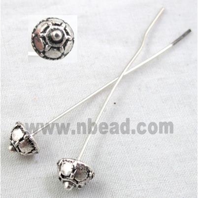 Decorative Head Pin, Tibetan Silver Non-Nickel