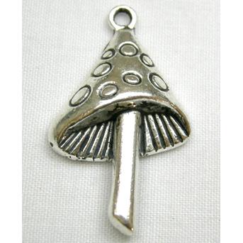 Tibetan Style Zinc Mushroom Pendant Antique Silver