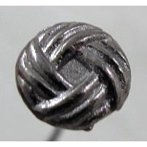 Black Decorative Head Pin, Tibetan Silver Non-Nickel