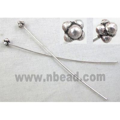 Decorative Head Pin, Tibetan Silver Charms Non-Nickel