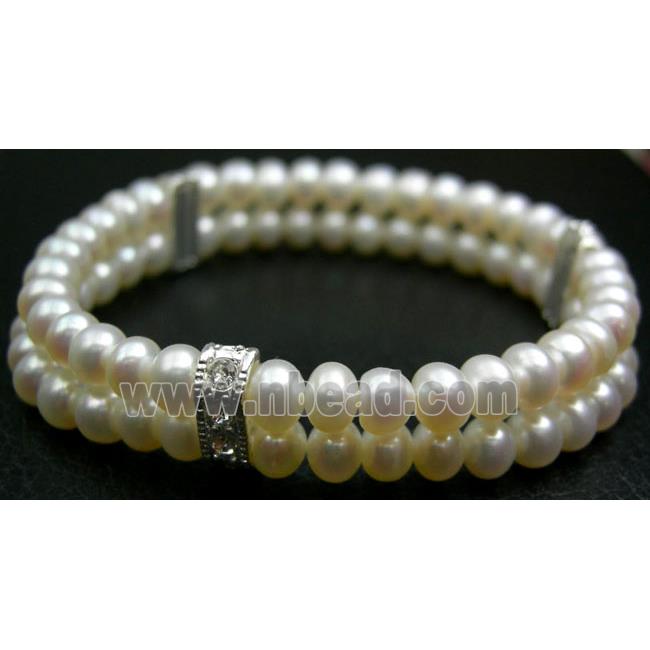 Elastic White Freshwater Pearl Bracelet