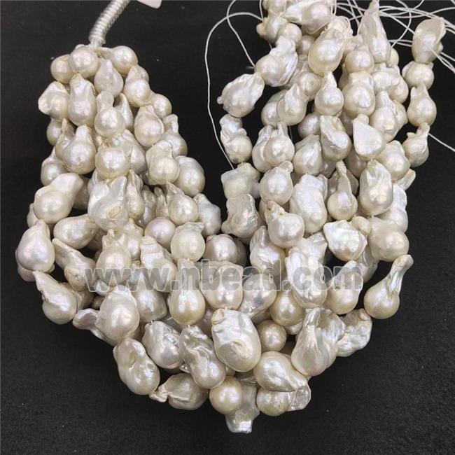 Edison Pearl Beads, freeform, white, A-grade