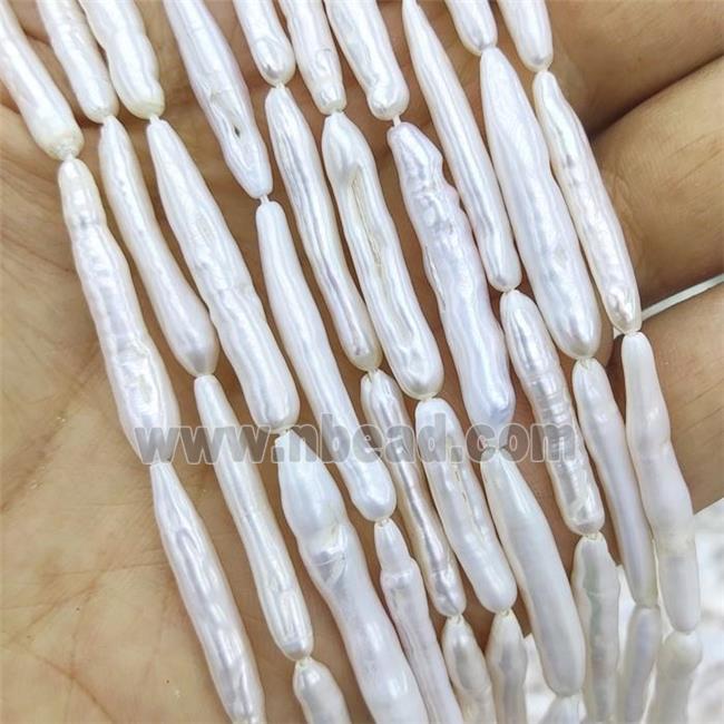 Baroque Style Natural White Pearl Stick Beads AAA-Grade