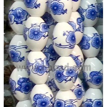 blue and white Porcelain Beads, barrel