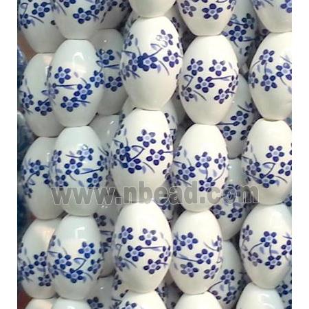blue and white Porcelain Beads, barrel