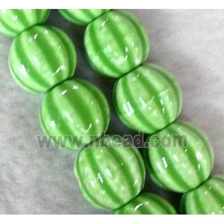 Porcelain pumpkin beads, green