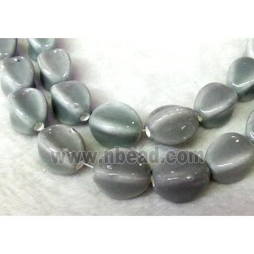 Gray Painted Oriental Porcelain Carambole Beads