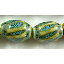 Turquoise Color Oriental Porcelain Twist Oval Beads