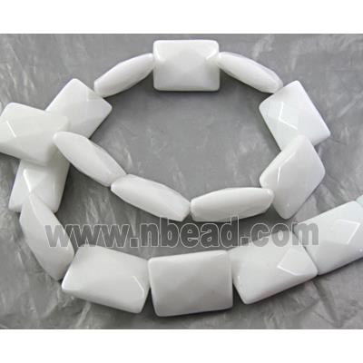 White Porcelain Beads, faceted, square
