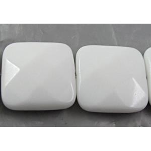White Porcelain Beads, faceted square