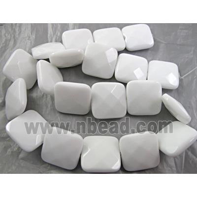 White Porcelain Beads, faceted square
