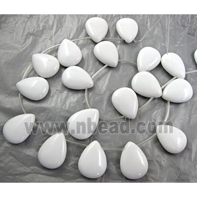 White Porcelain Beads, flat drop