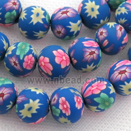 round blue Polymer Clay Fimo Beads