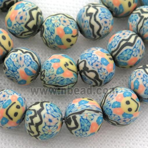 round Polymer Clay Fimo Beads, multicolor