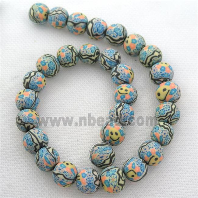 round Polymer Clay Fimo Beads, multicolor