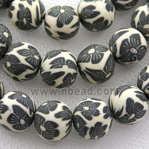 round black Polymer Clay Fimo Beads
