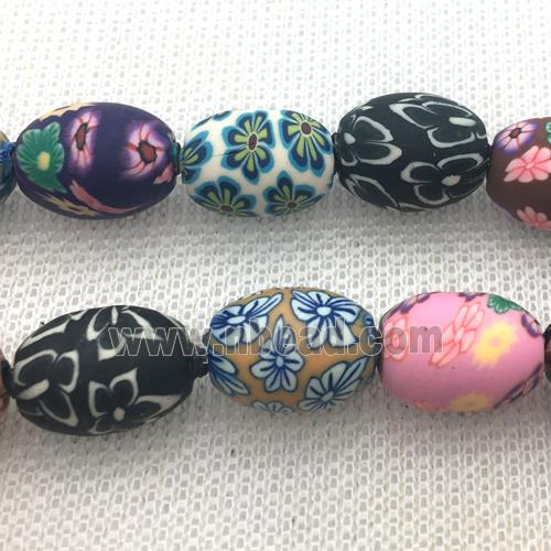 oval Polymer Clay Fimo Beads with painted, mix color