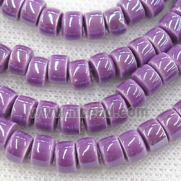 Oriental Porcelain heishi beads, purple enamel, electroplated