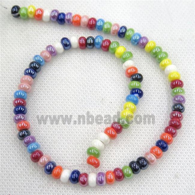 mixcolor Oriental Porcelain rondelle beads, enamel, light electroplated
