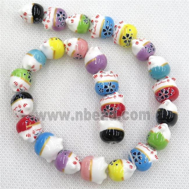 mixcolor Oriental Porcelain beads, fortune cat