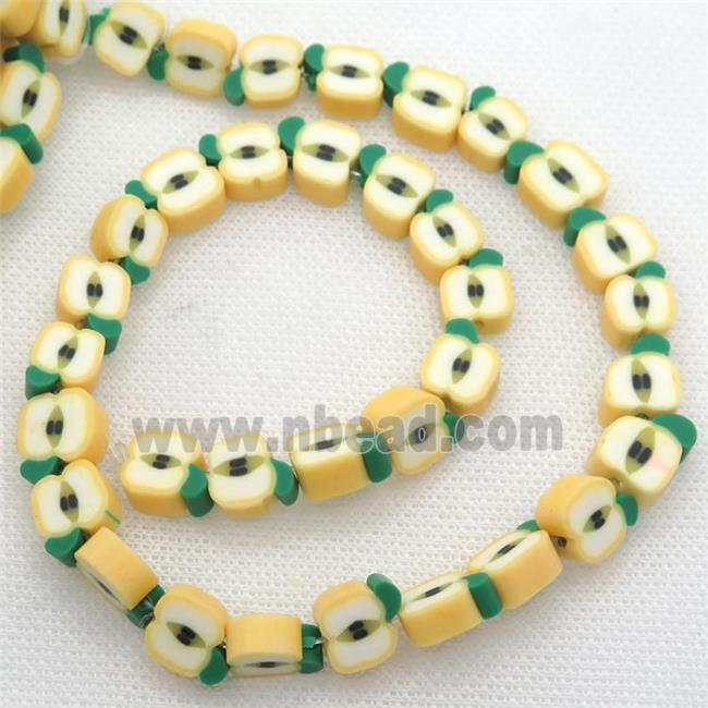 Polymer Clay Fimo Beads, apple, yellow
