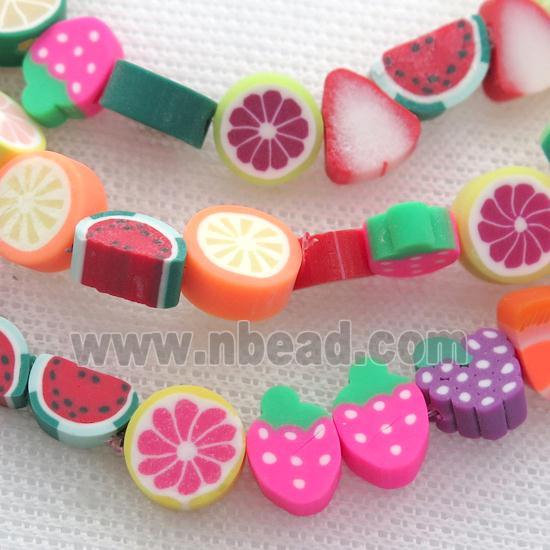 Polymer Clay Fimo Beads, fruit, mix