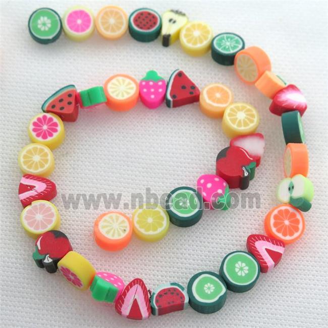 Polymer Clay Fimo Beads, fruit, mix