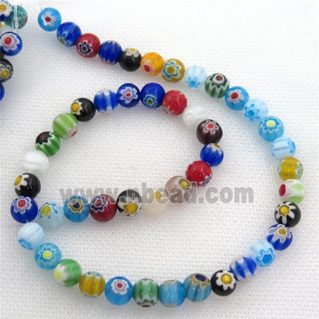 Millefiori Glass round beads, mix