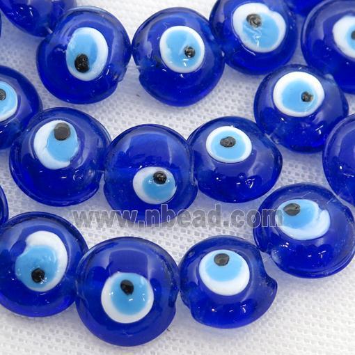handmade dp.blue Lampwork Glass coin Beads with evil eye