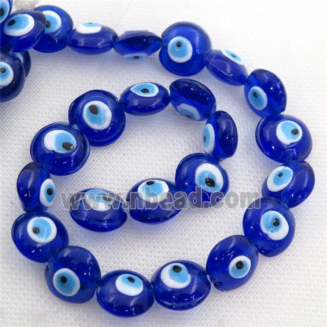 handmade dp.blue Lampwork Glass coin Beads with evil eye