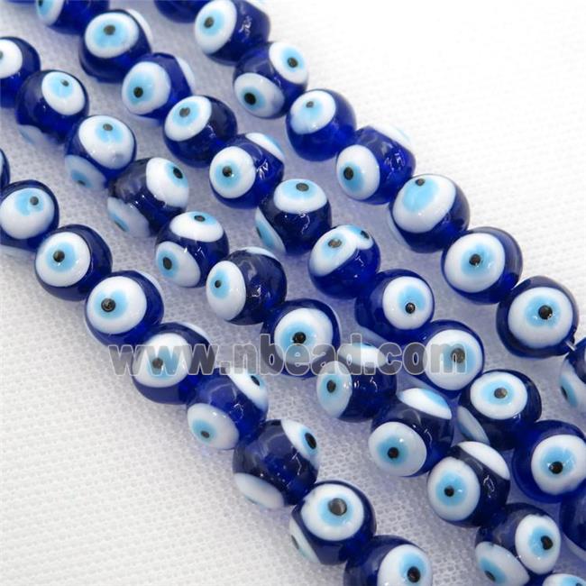 handmade dp.blue Lampwork Glass round Beads with evil eye